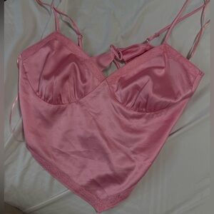 Cotton Candy LA Pink Satin Tie Back Tank Size L